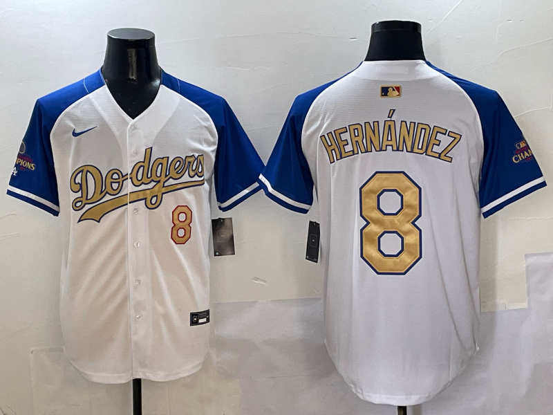 Men's Los Angeles Dodgers Enrique Hernandez #8 White 2025 Gold Collection Jersey